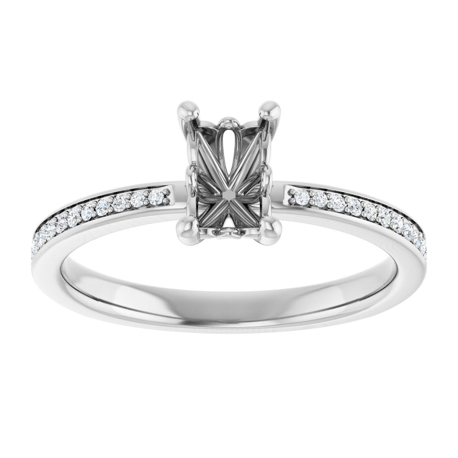 Semi-Set 1/6 CTW Emerald Engagement Ring (6 X 4 Mm) - gallery - Series 124170