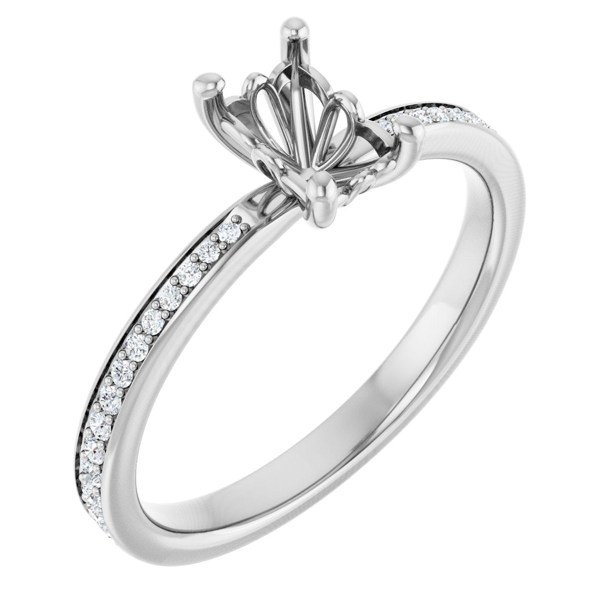 Semi-Set 1/6 CTW Emerald Engagement Ring (6 X 4 Mm) - gallery - Series 124170