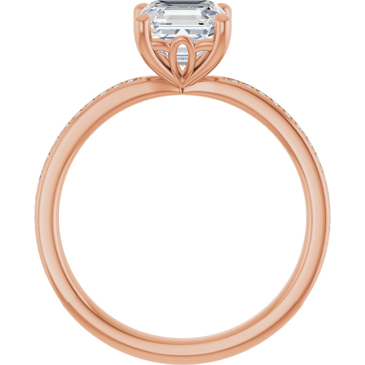 Semi-Set 1/5 CTW Asscher Engagement Ring (6 X 6 Mm) - gallery - Series 124170
