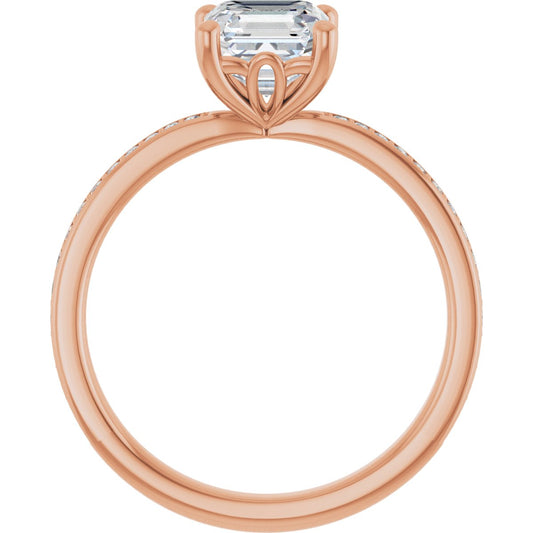 Semi-Set 1/5 CTW Asscher Engagement Ring (6 X 6 Mm) - gallery - Series 124170