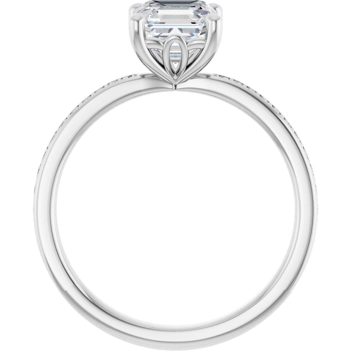 Semi-Set 1/5 CTW Asscher Engagement Ring (6 X 6 Mm) - gallery - Series 124170