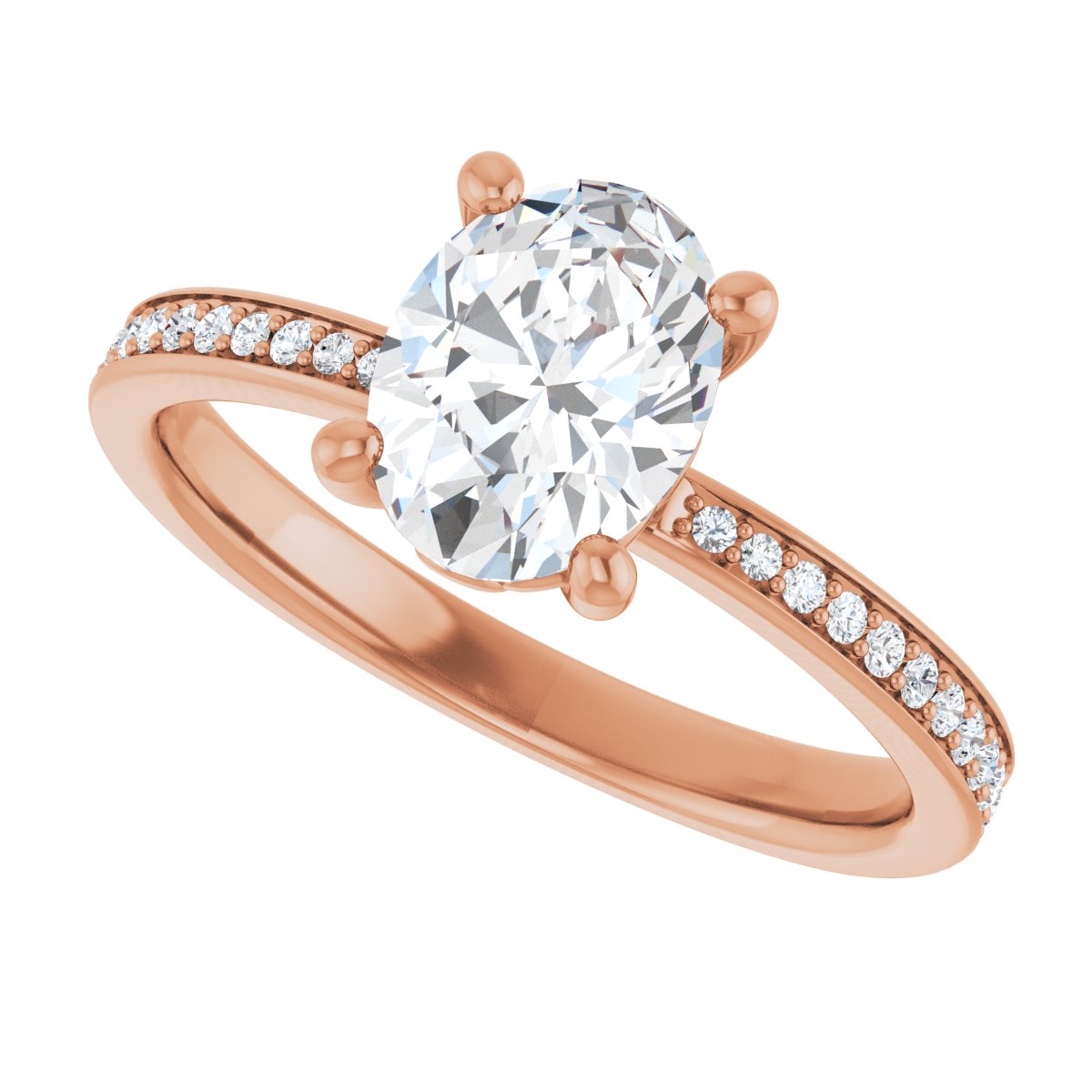 Semi-Set 1/5 CTW Oval Engagement Ring (8 X 6 Mm) - gallery - Series 124170