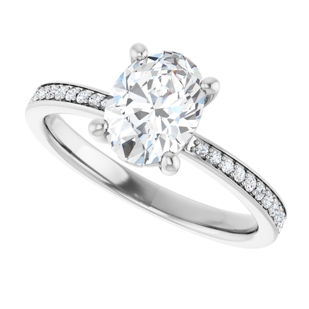 Semi-Set 1/5 CTW Oval Engagement Ring (8 X 6 Mm) - gallery - Series 124170