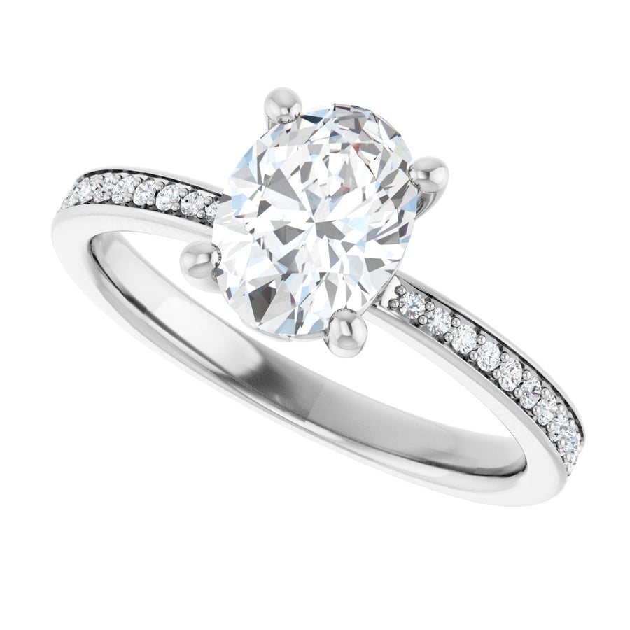 Semi-Set 1/5 CTW Oval Engagement Ring (8 X 6 Mm) - gallery - Series 124170