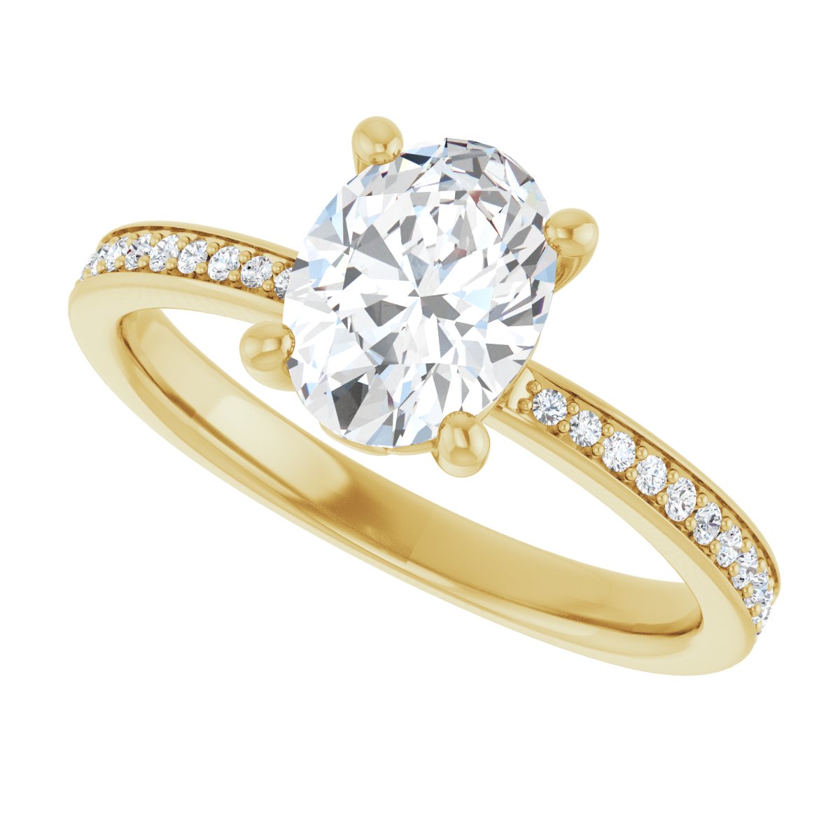Semi-Set 1/5 CTW Oval Engagement Ring (8 X 6 Mm) - gallery - Series 124170