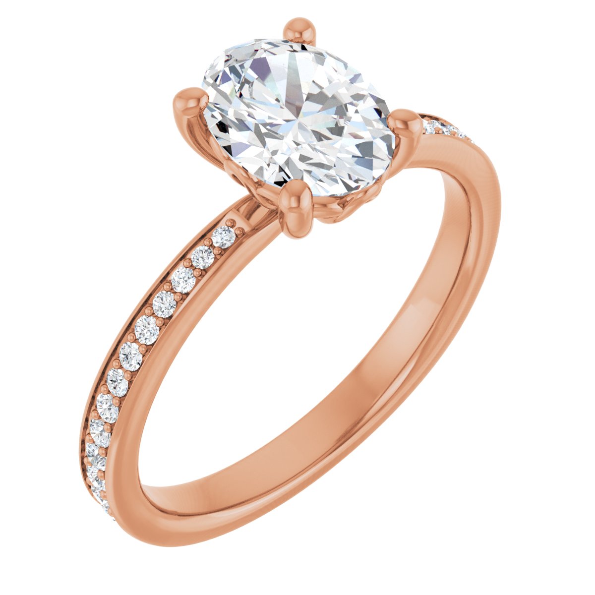 Natural Diamond Semi-Set 1/5 CTW Oval Engagement Ring (8 X 6 Mm) - 14K Gold - Series 124170