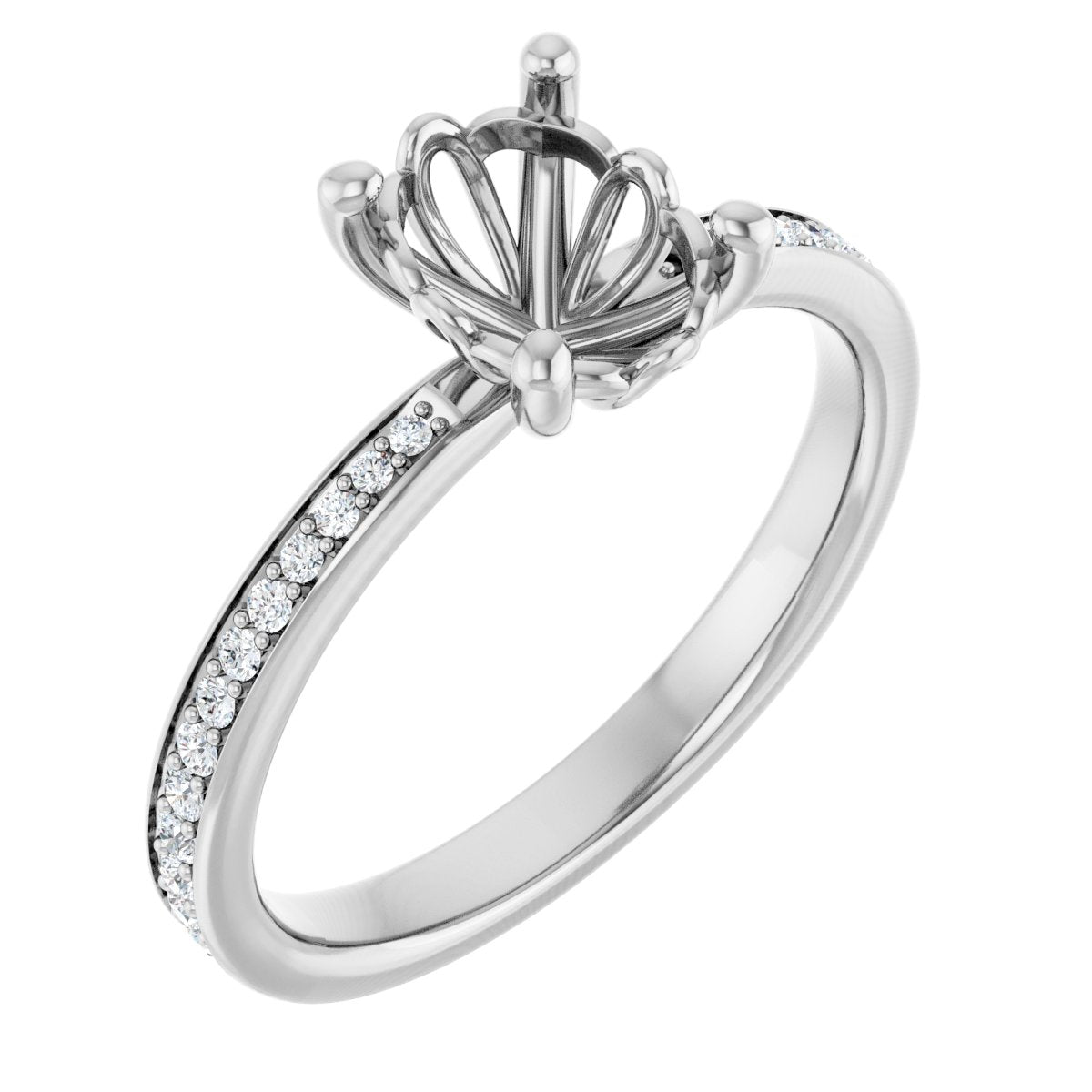 Semi-Set 1/5 CTW Oval Engagement Ring (8 X 6 Mm) - gallery - Series 124170