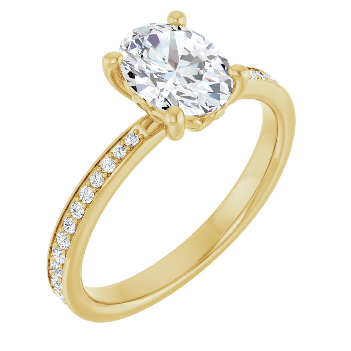 Natural Diamond Semi-Set 1/5 CTW Oval Engagement Ring (8 X 6 Mm) - 14K Gold - Series 124170