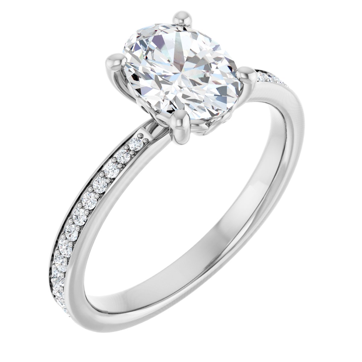 Natural Diamond Semi-Set 1/5 CTW Oval Engagement Ring (8 X 6 Mm) - 14K Gold - Series 124170