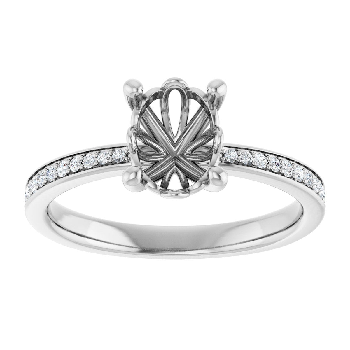 Semi-Set 1/5 CTW Oval Engagement Ring (8 X 6 Mm) - gallery - Series 124170