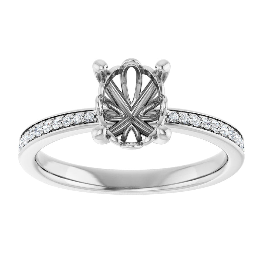 Semi-Set 1/5 CTW Oval Engagement Ring (8 X 6 Mm) - gallery - Series 124170