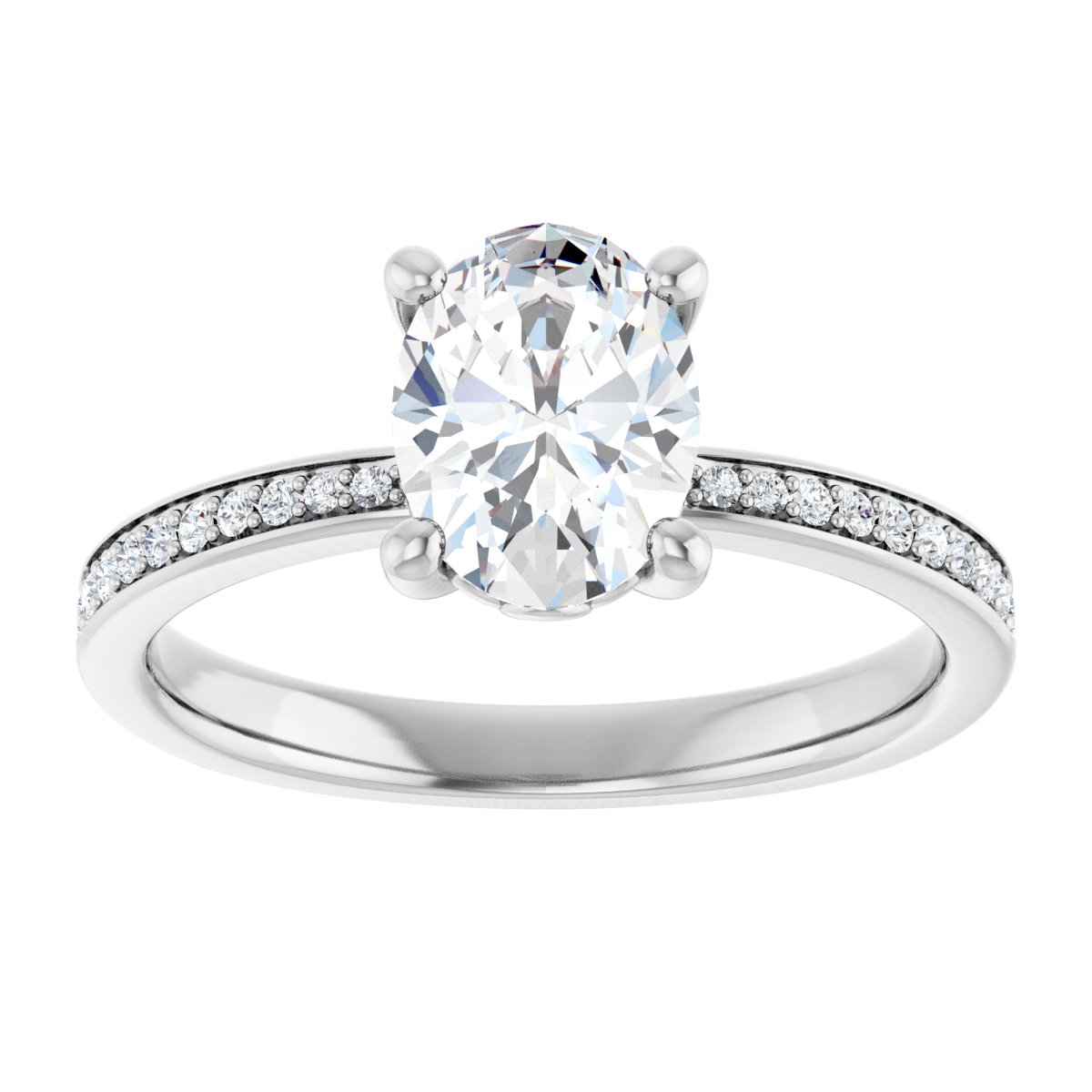 Semi-Set 1/5 CTW Oval Engagement Ring (8 X 6 Mm) - gallery - Series 124170