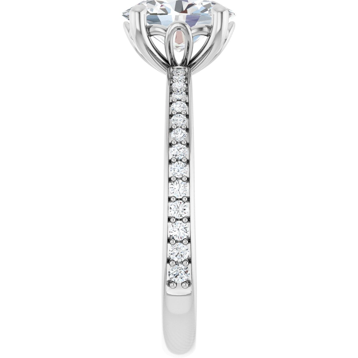 Semi-Set 1/5 CTW Oval Engagement Ring (8 X 6 Mm) - gallery - Series 124170