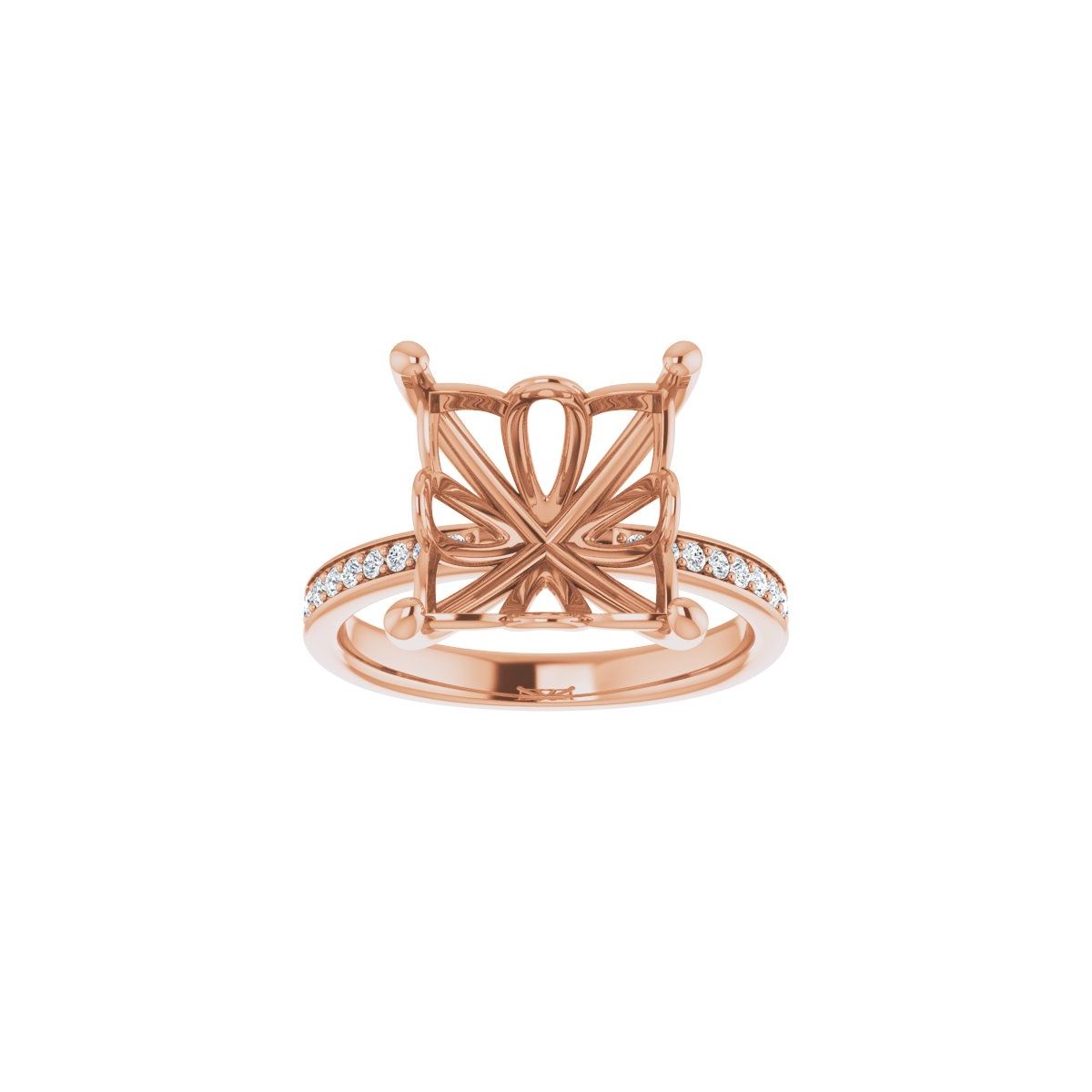 Semi-Set 1/3 CTW Square Engagement Ring (10 X 10 Mm) - gallery - Series 124170