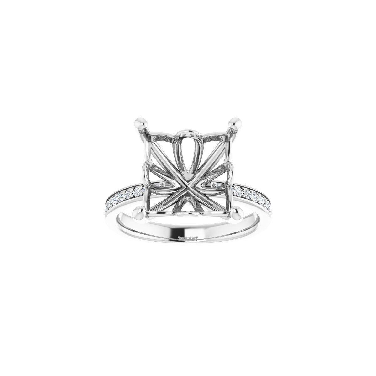 Semi-Set 1/3 CTW Square Engagement Ring (10 X 10 Mm) - gallery - Series 124170