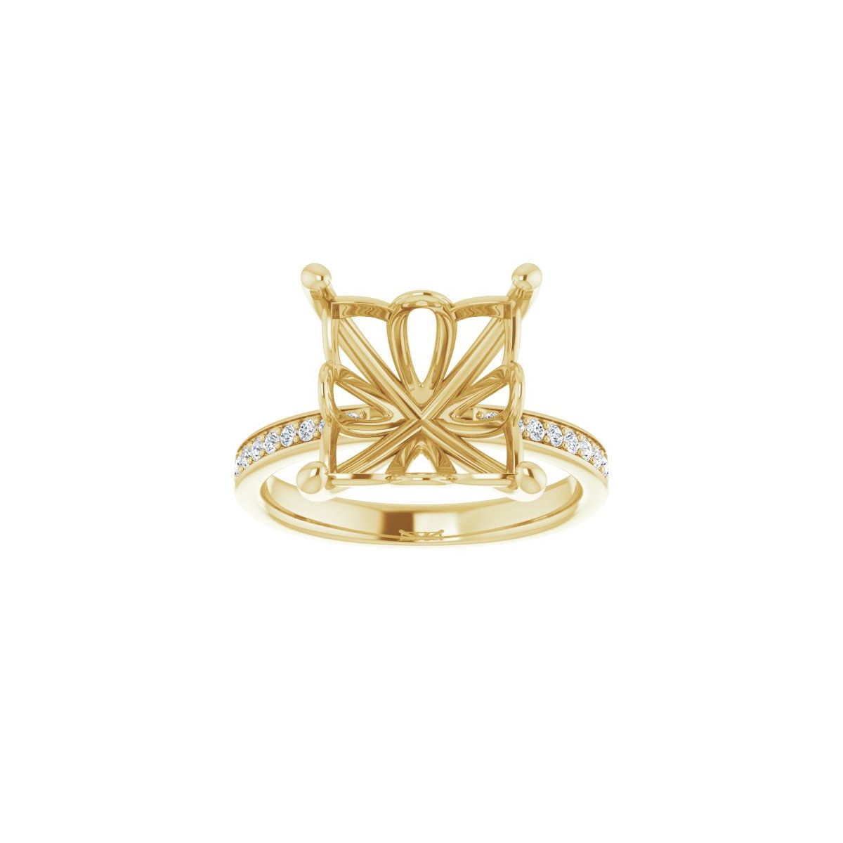 Semi-Set 1/3 CTW Square Engagement Ring (10 X 10 Mm) - gallery - Series 124170