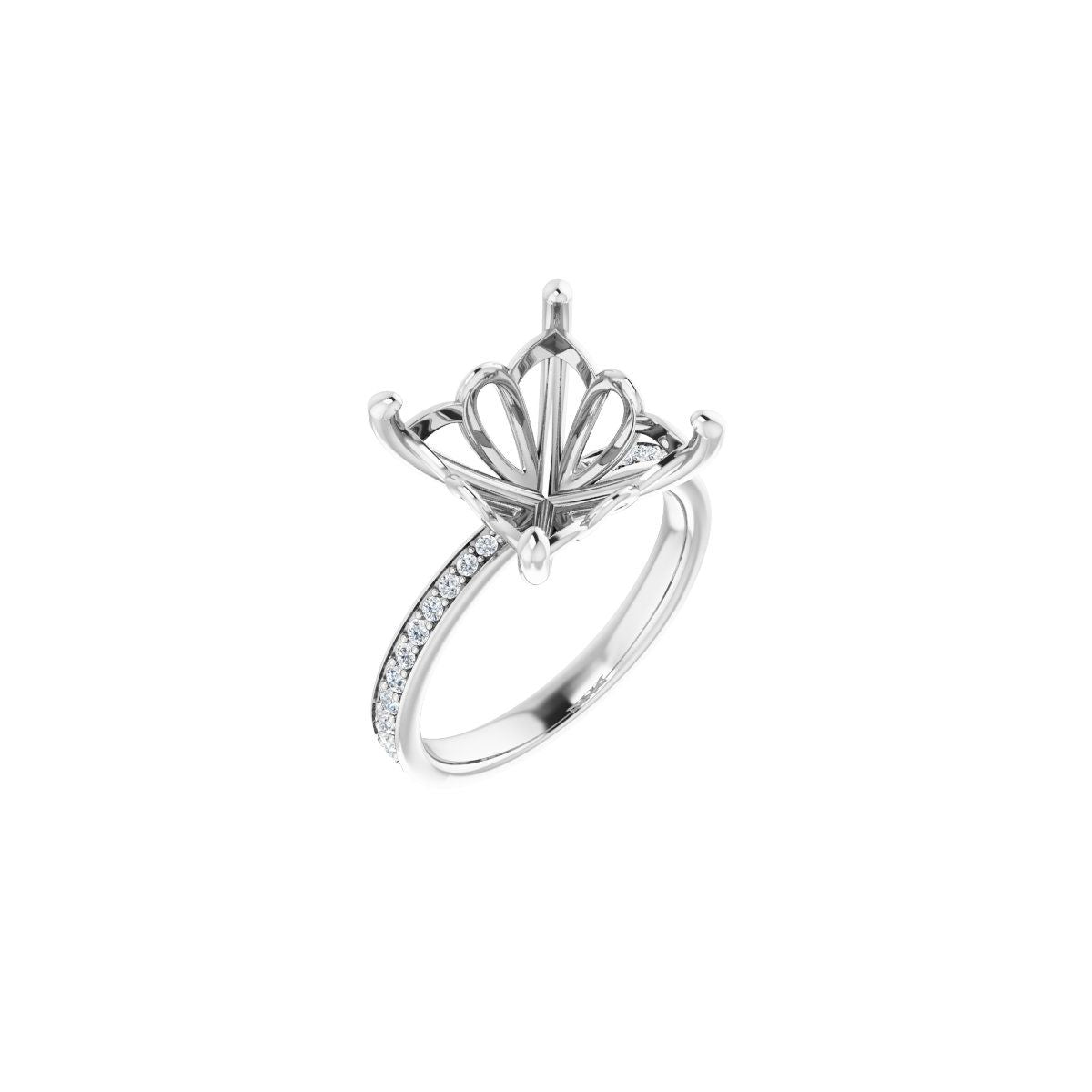 Semi-Set 1/3 CTW Square Engagement Ring (10 X 10 Mm) - gallery - Series 124170
