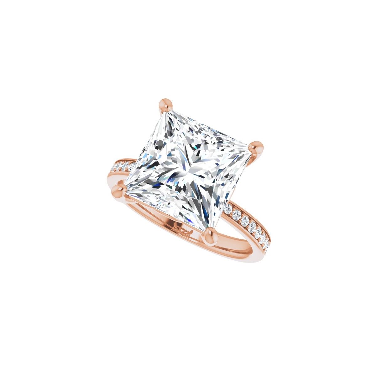 Semi-Set 1/3 CTW Square Engagement Ring (10 X 10 Mm) - gallery - Series 124170