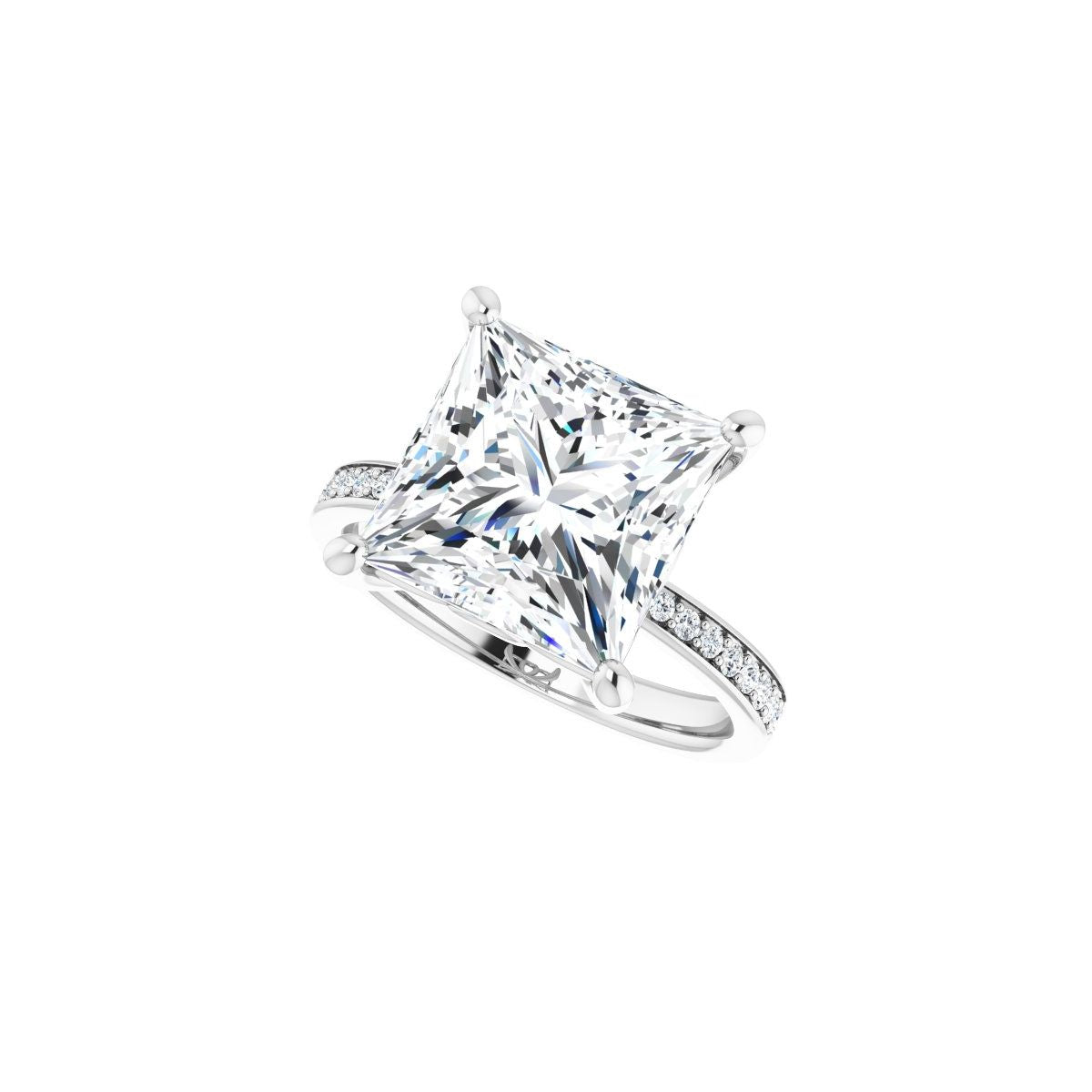 Semi-Set 1/3 CTW Square Engagement Ring (10 X 10 Mm) - gallery - Series 124170