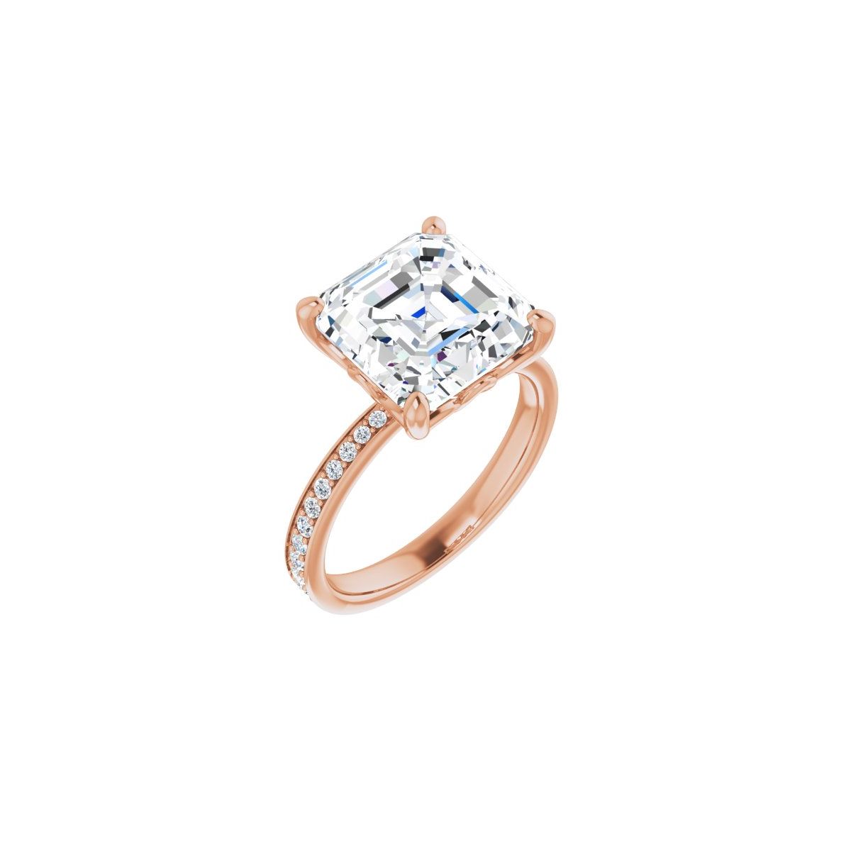 Natural Diamond Semi-Set 1/3 CTW Asscher Engagement Ring (10 X 10 Mm) - 14K Gold - Series 124170