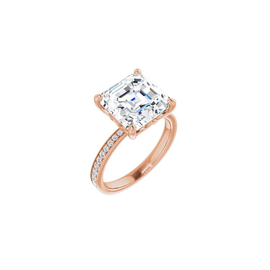 Natural Diamond Semi-Set 1/3 CTW Asscher Engagement Ring (10 X 10 Mm) - 14K Gold - Series 124170