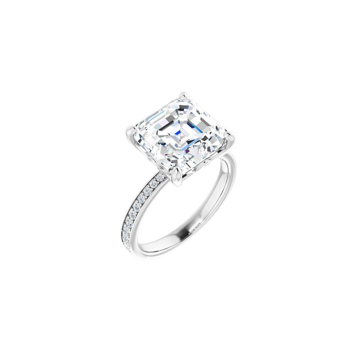 Natural Diamond Semi-Set 1/3 CTW Asscher Engagement Ring (10 X 10 Mm) - 14K Gold - Series 124170