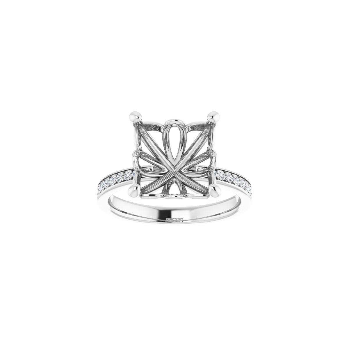 Semi-Set 1/3 CTW Asscher Engagement Ring (10 X 10 Mm) - gallery - Series 124170