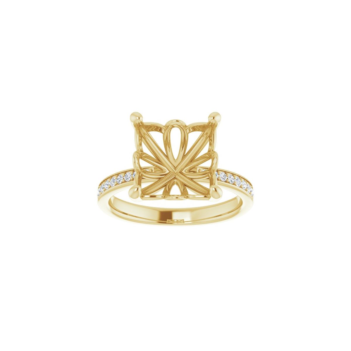 Semi-Set 1/3 CTW Asscher Engagement Ring (10 X 10 Mm) - gallery - Series 124170
