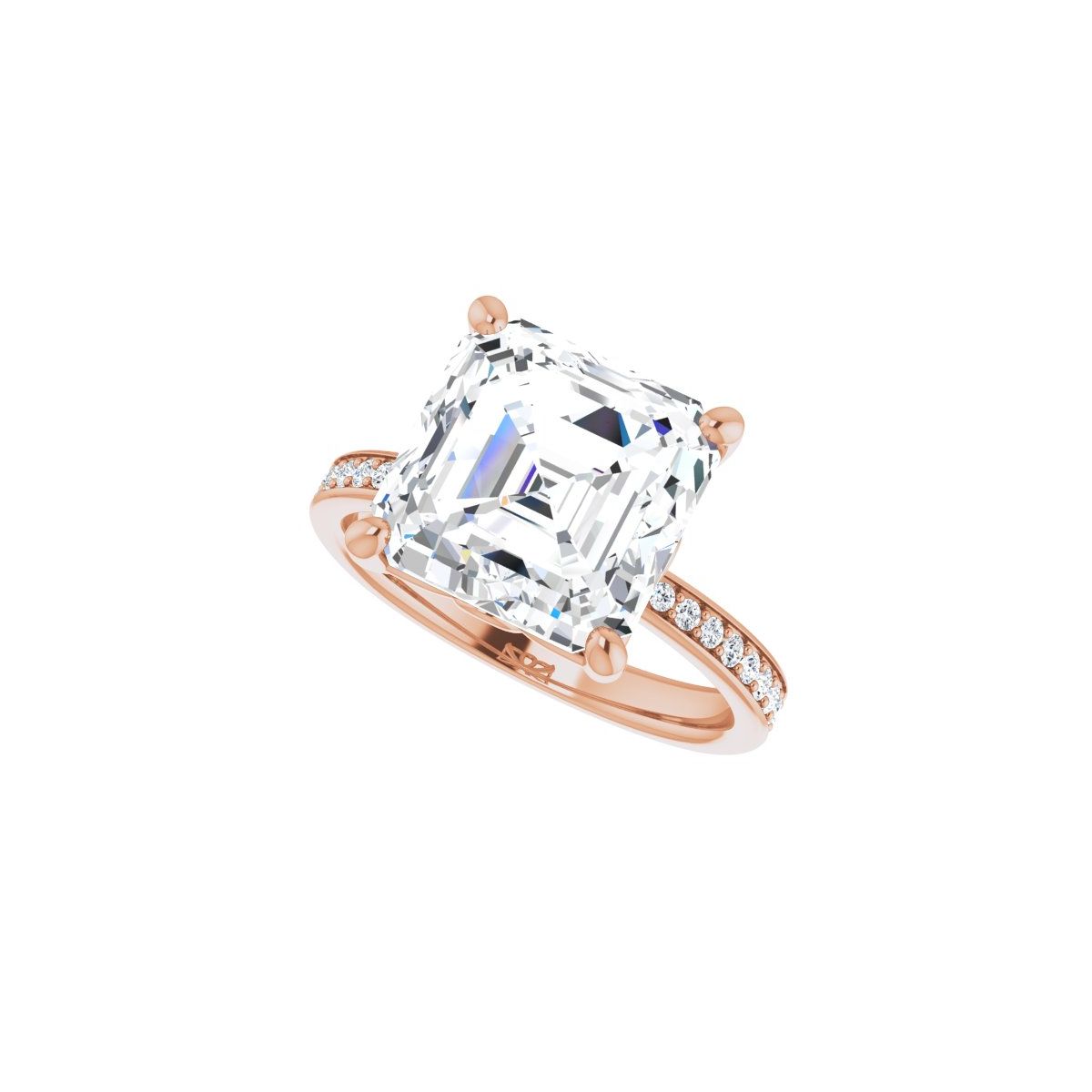 Semi-Set 1/3 CTW Asscher Engagement Ring (10 X 10 Mm) - gallery - Series 124170