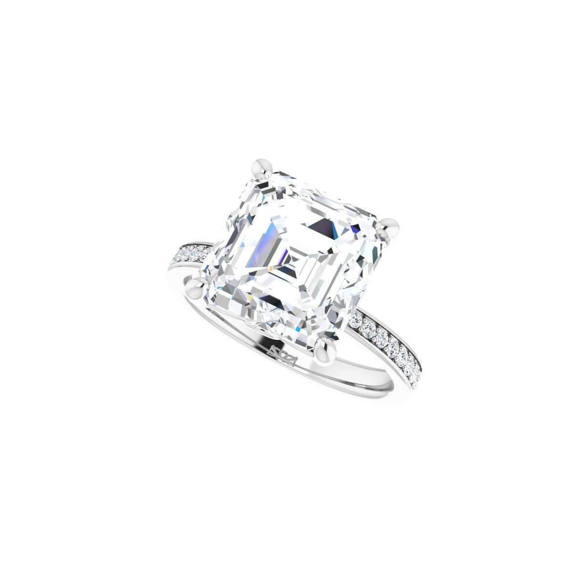 Semi-Set 1/3 CTW Asscher Engagement Ring (10 X 10 Mm) - gallery - Series 124170