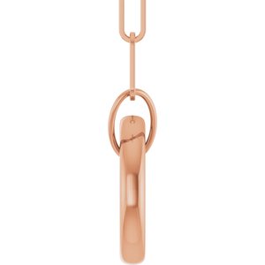 14K Rose Gold Circle Charm 16" Necklace
