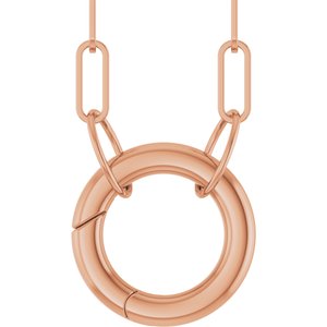 14K Rose Gold Circle Charm 16" Necklace