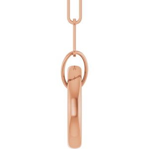14K Rose Gold Circle Charm 18" Necklace