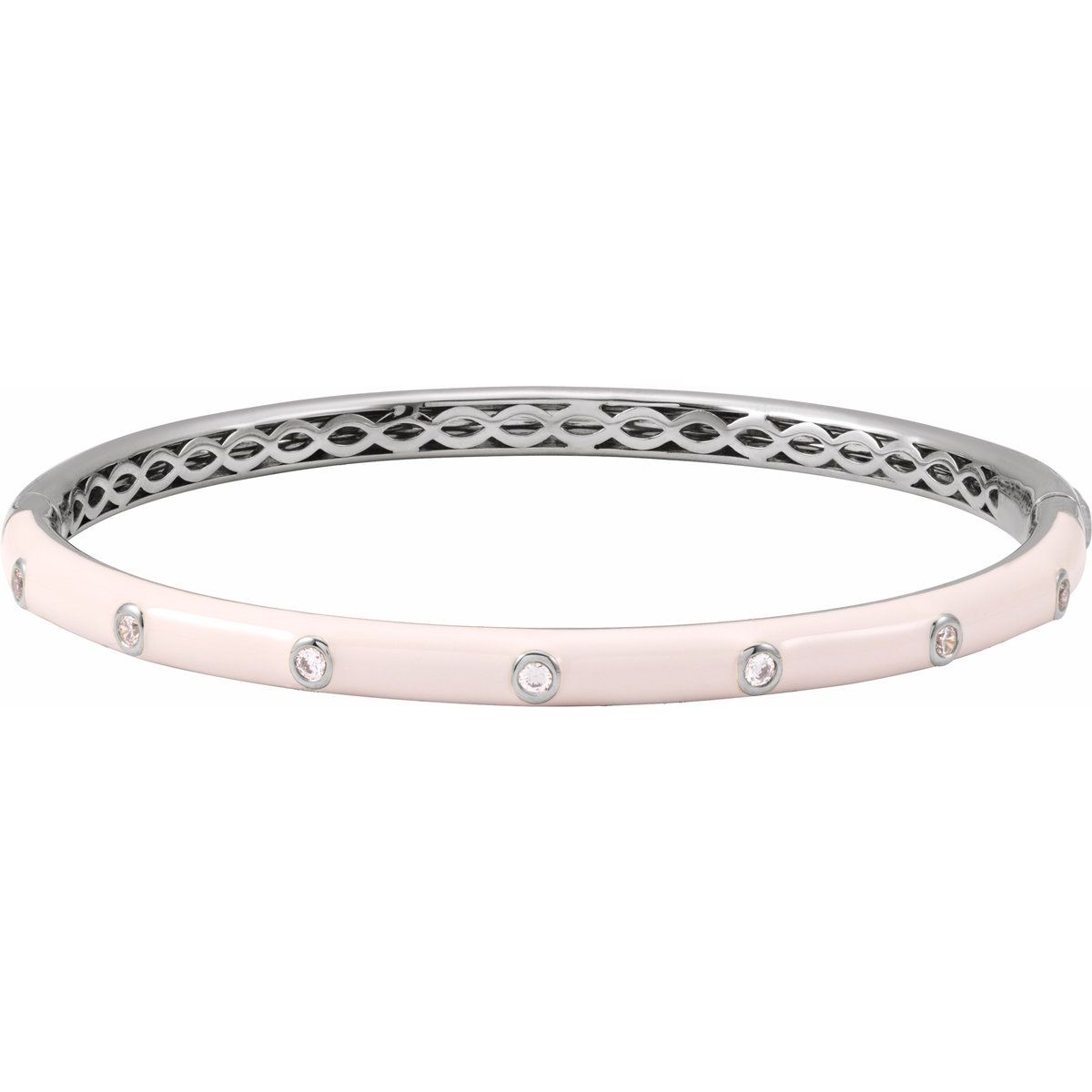 Accented Bangle Bracelet - 14K White Gold - Series BRC958