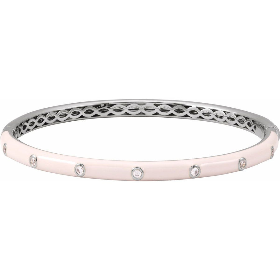 Accented Bangle Bracelet - 14K White Gold - Series BRC958