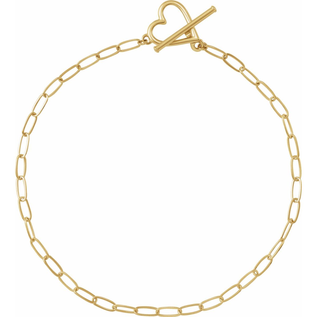 Heart & Paperclip-Style Bracelet - 14K Yellow Gold - Series BRC944