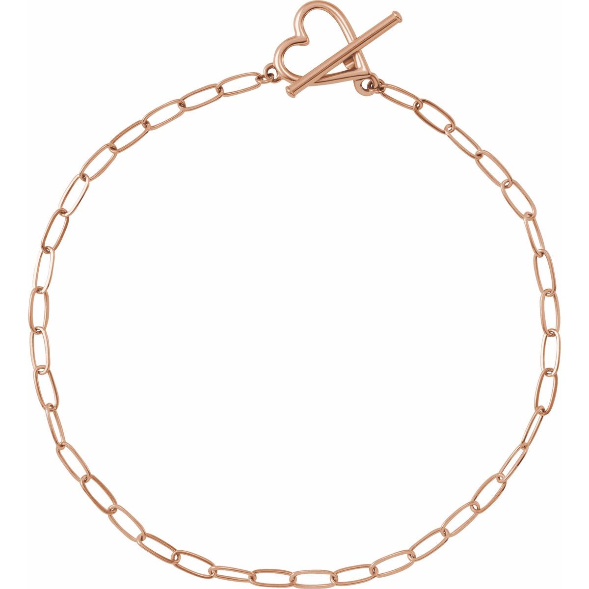 Heart & Paperclip-Style Bracelet - 14K Rose Gold - Series BRC944