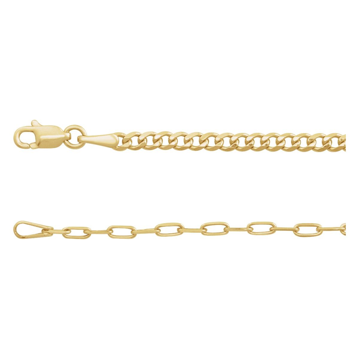 2.7 mm Curb & Paperclip-Style Chain Bracelet (2.7 Mm / 7 In) - 14K Yellow Gold - Series CH1247