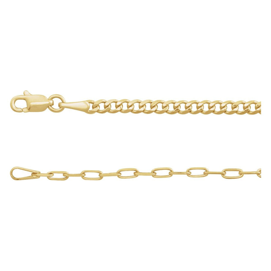 2.7 mm Curb & Paperclip-Style Chain Bracelet (2.7 Mm / 7 In) - 14K Yellow Gold - Series CH1247