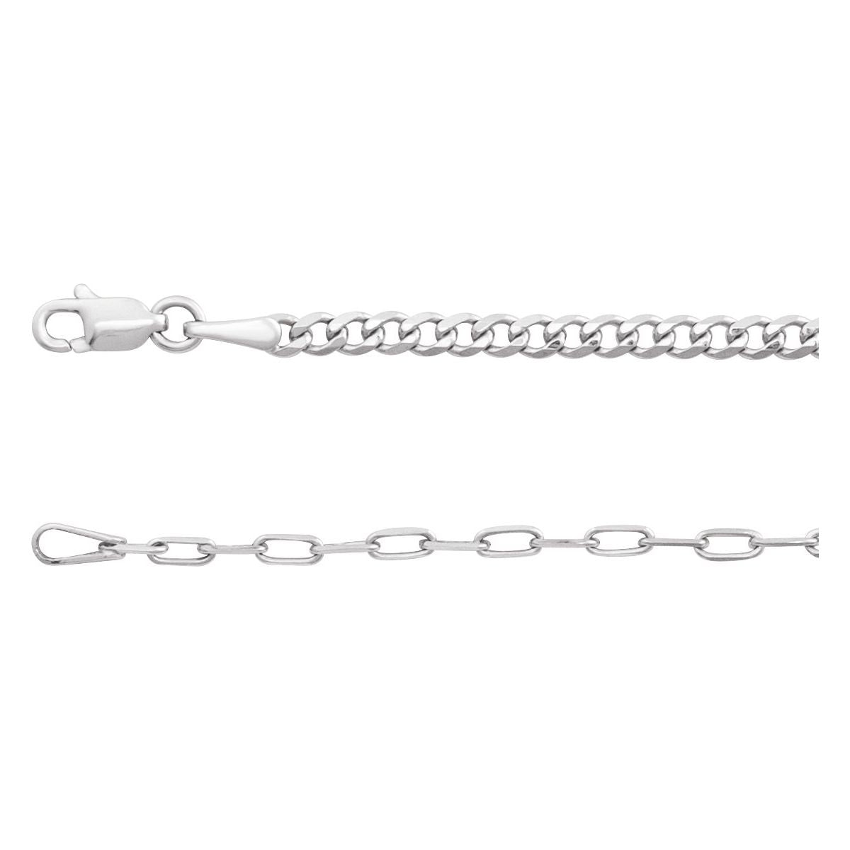 2.7 mm Curb & Paperclip-Style Chain Bracelet (2.7 Mm / 7 In) - Sterling Silver - Series CH1247