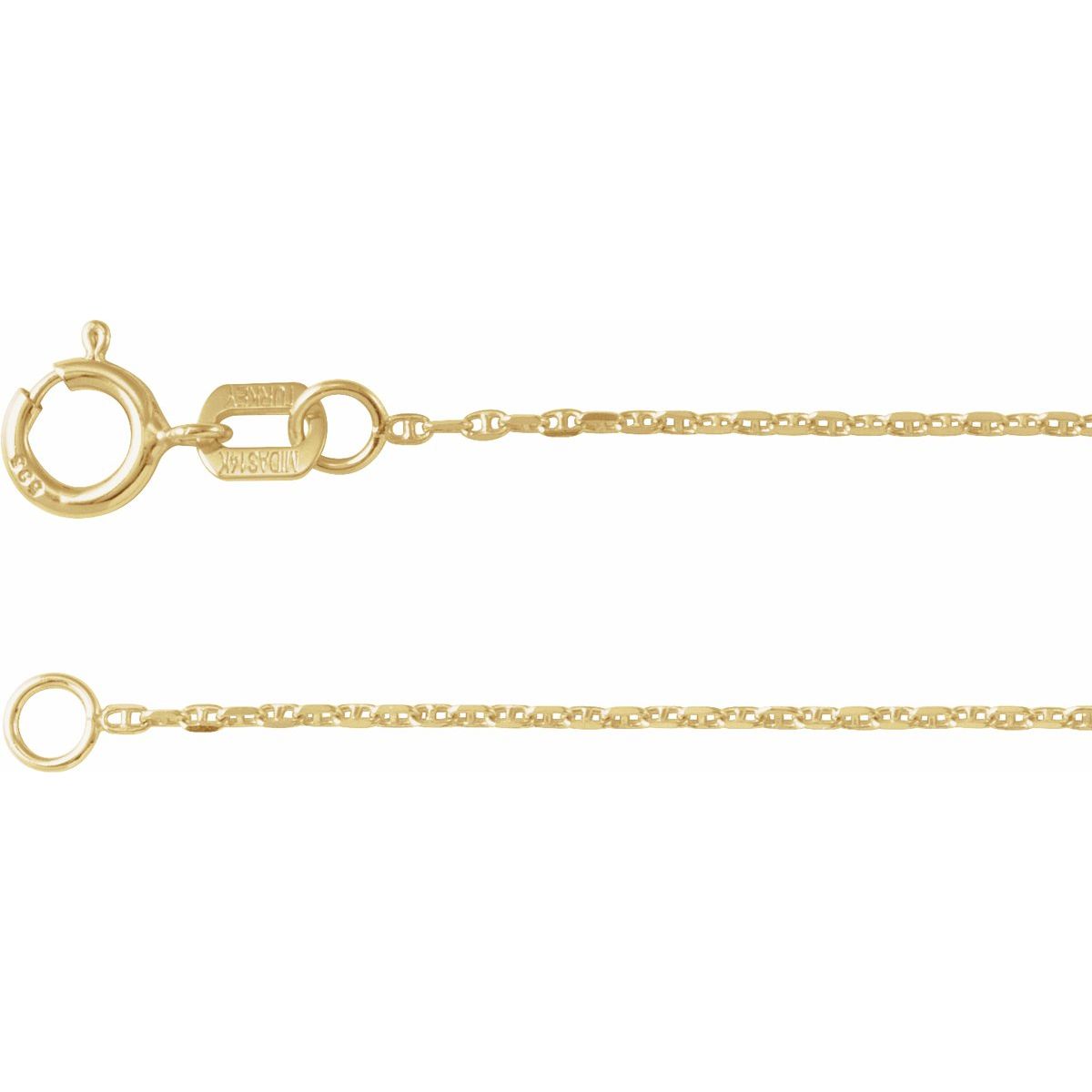 1 mm Diamond-Cut Anchor Chain Bracelet (1 Mm / 7 In) - 14K Yellow Gold - Series CH1251