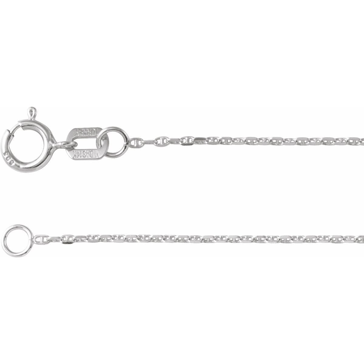 1 mm Diamond-Cut Anchor Chain Bracelet (1 Mm / 7 In) - 14K White Gold - Series CH1251