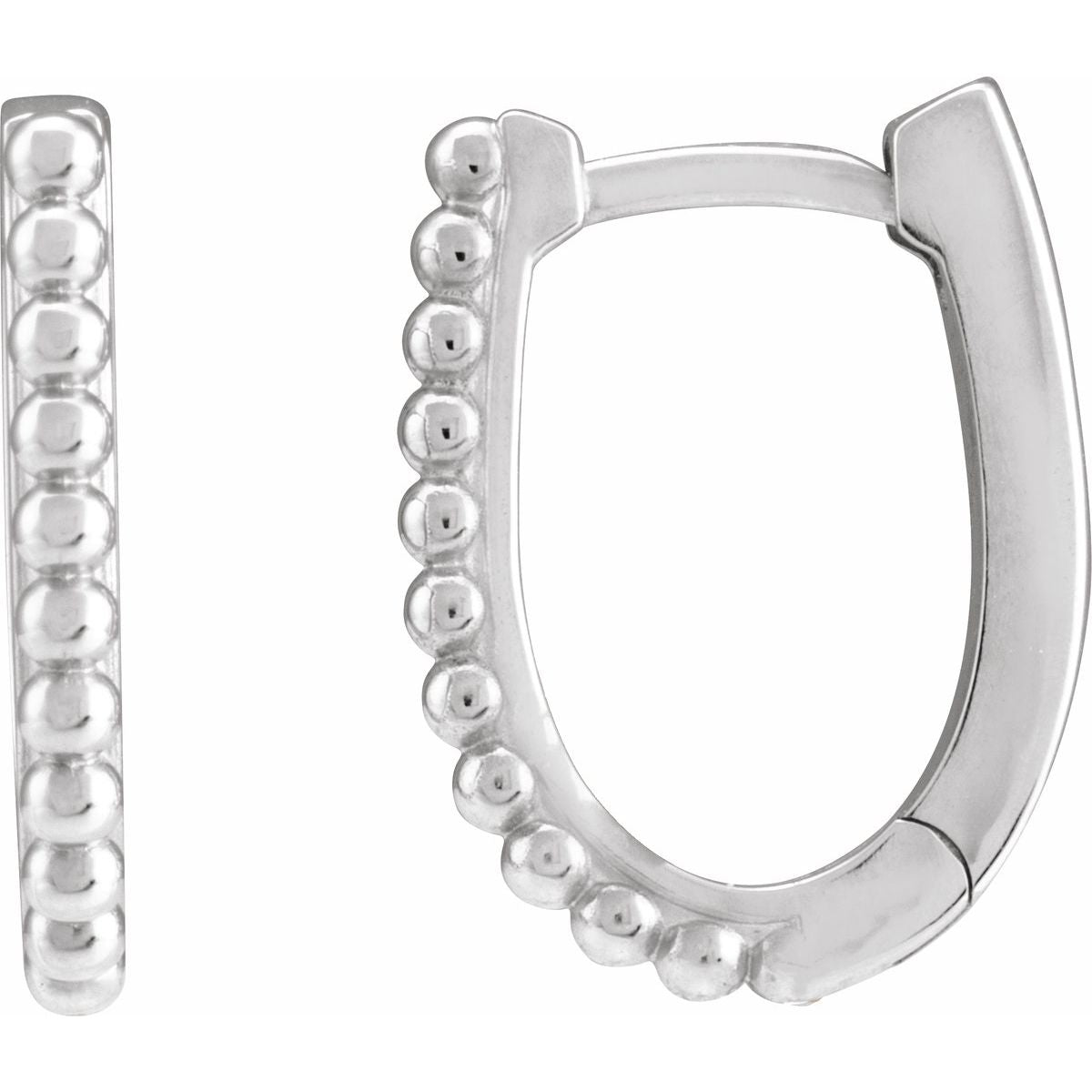 Beaded U-Hoop Earrings (10.6 X 10.25 Mm)