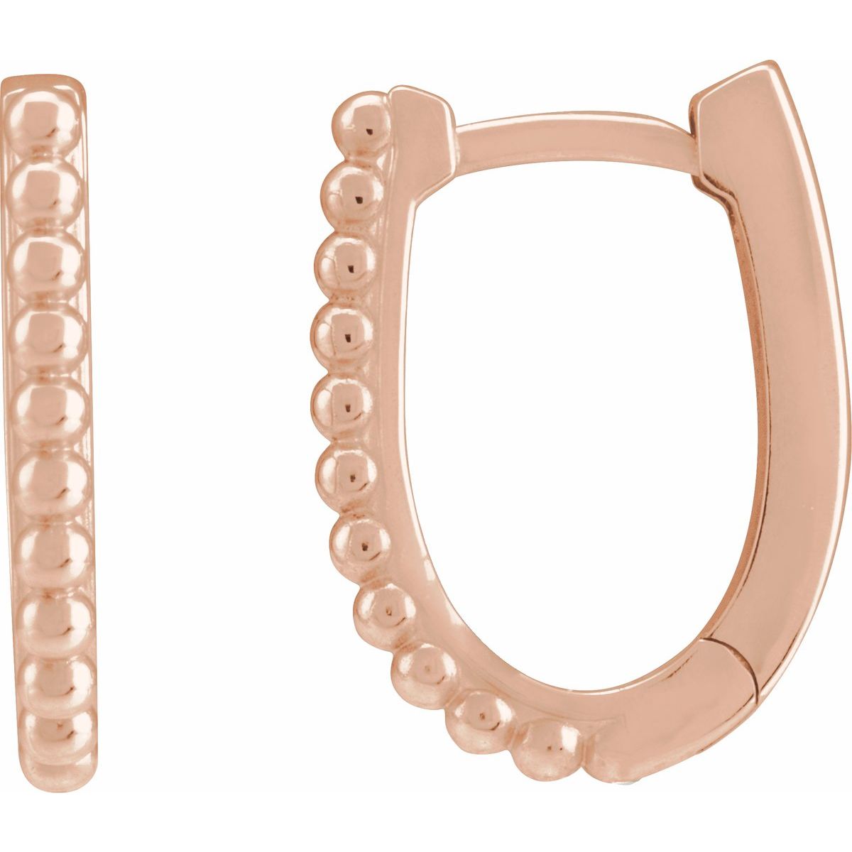 Natural Beaded U-Hoop Earrings (10.6 X 10.25 Mm)