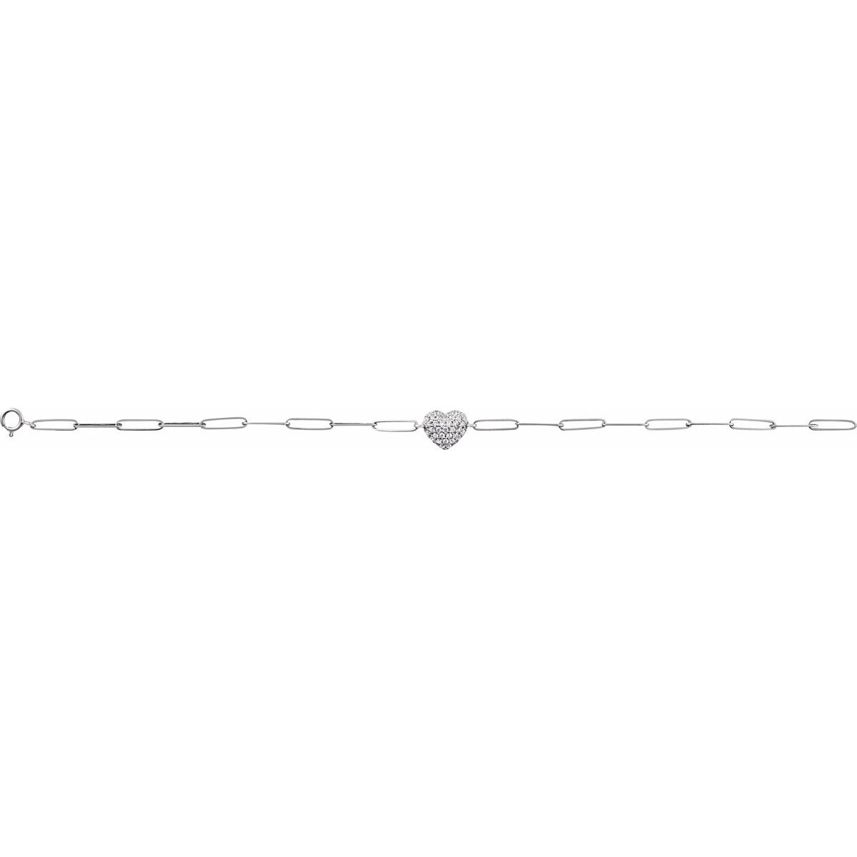 Accented Heart Paperclip-Style Bracelet - gallery - Series BRC976