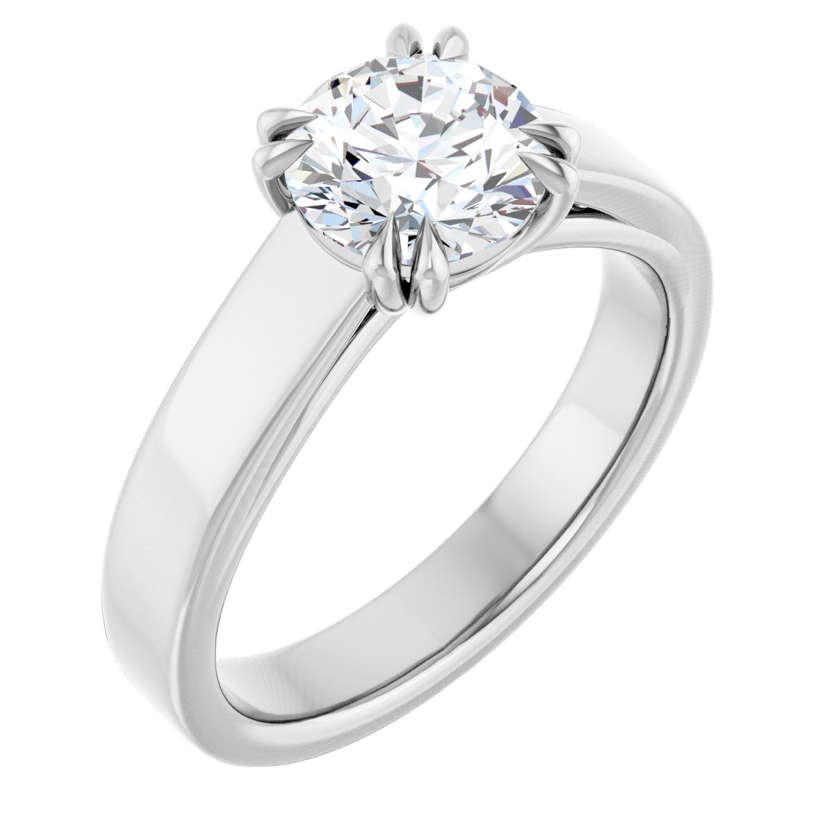Emerald Double Claw-Prong Solitaire Engagement Ring Mounting - gallery - Series 126772