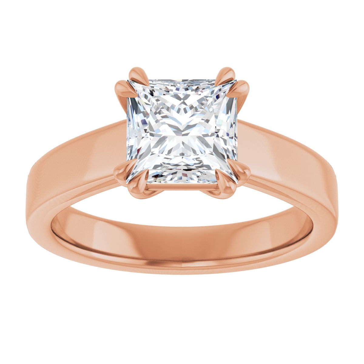 Square Double Claw-Prong Solitaire Engagement Ring Mounting - gallery - Series 126772
