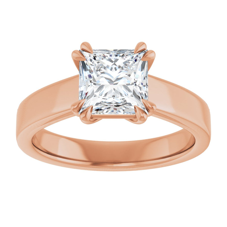 Square Double Claw-Prong Solitaire Engagement Ring Mounting - gallery - Series 126772