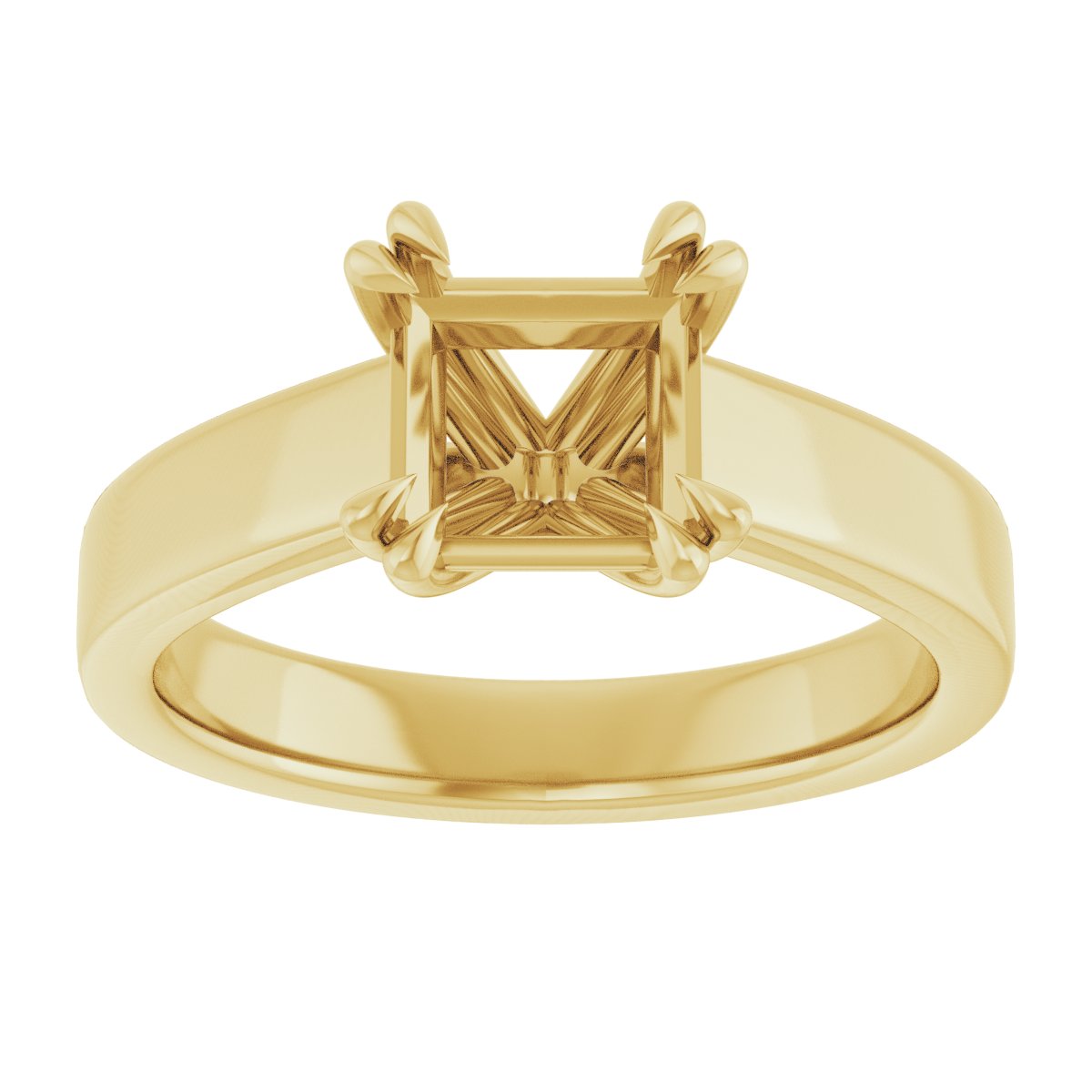Square Double Claw-Prong Solitaire Engagement Ring Mounting - gallery - Series 126772
