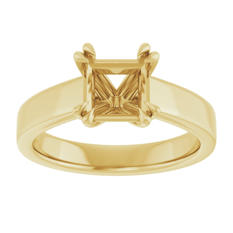 Square Double Claw-Prong Solitaire Engagement Ring Mounting - gallery - Series 126772